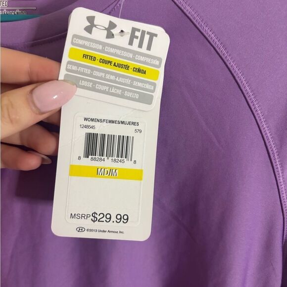 Under Armour Women's athletic wear Vibrant Purple Long Sleeve Tee size m NWT - Picture 4 of 5